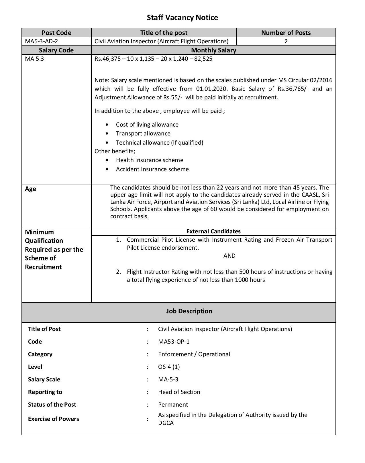 Civil Aviation Inspector (Aerodrome Operations, Aircraft Flight Operations) - Civil Aviation Authority